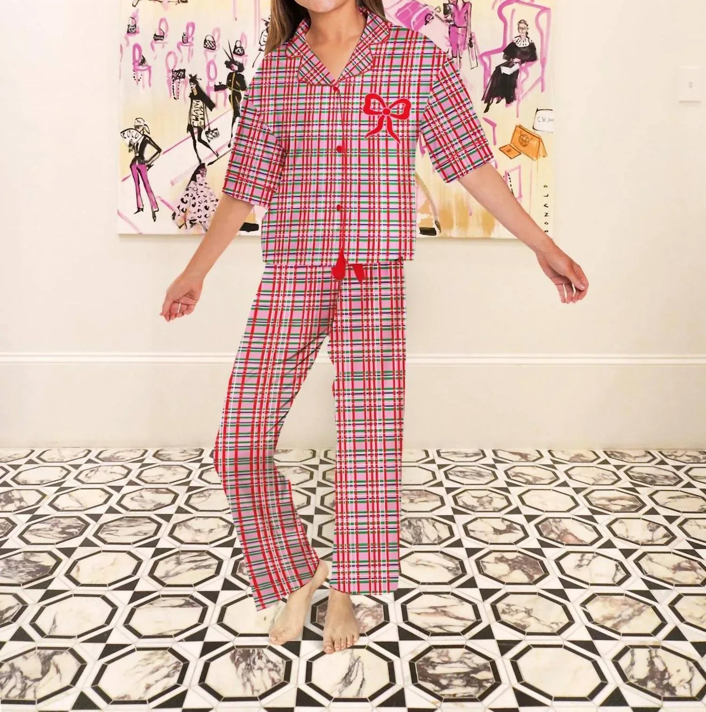 Sunshine Society - Silky Merry Magic Short Sleeve Pant Set - Rack Hunt