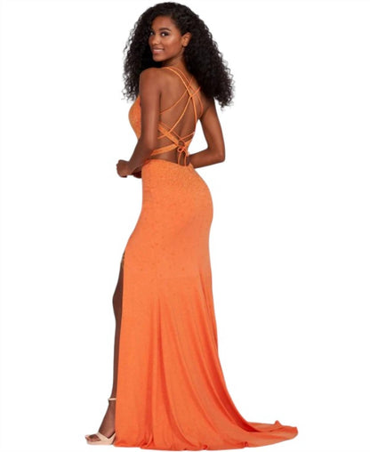 Beaded V-neck Gown