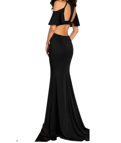 Halter Ruffle Sleeve Maxi Dress