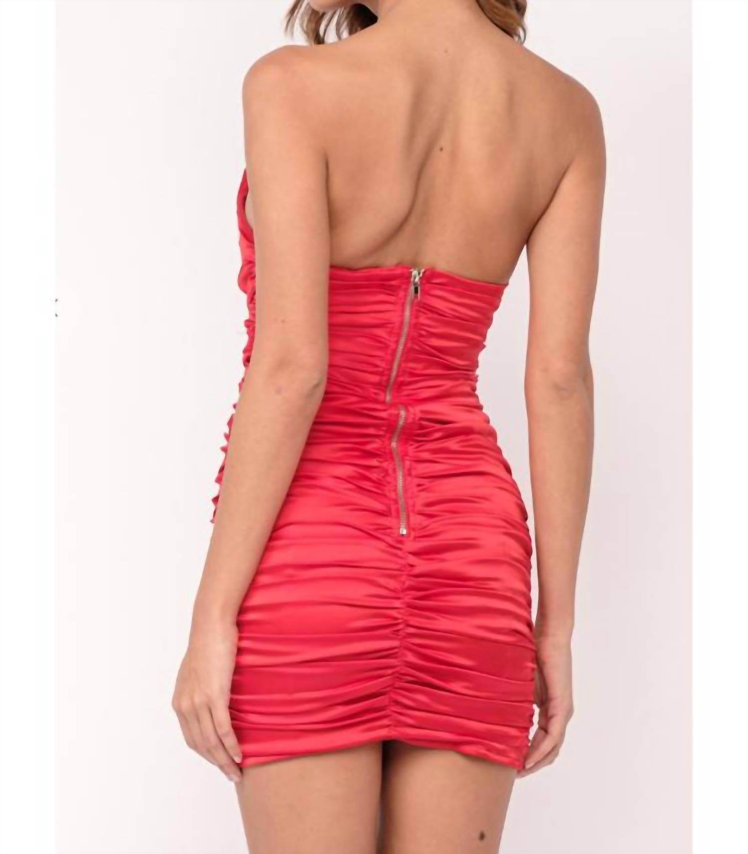 Cason Couture - The Lara Satin Strapless Ruched Mini Dress - Rack Hunt