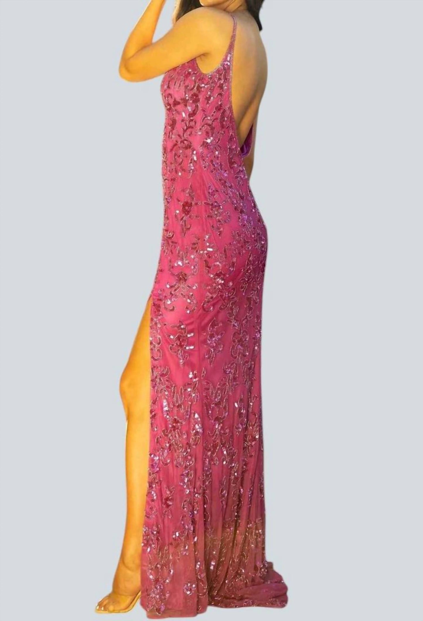 Backless Long Sequin Prom Dress