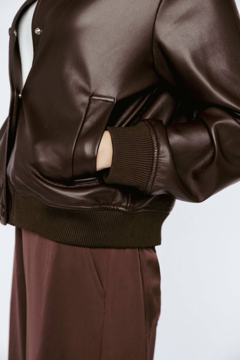 Vegan Leather Bomber Jacket