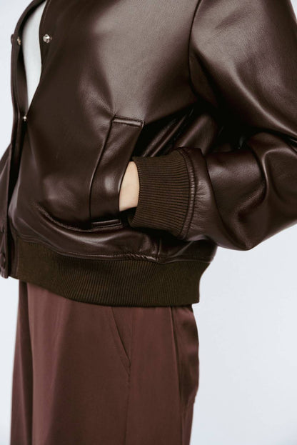 Vegan Leather Bomber Jacket