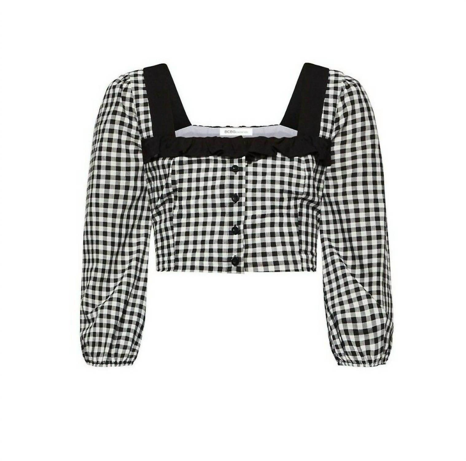 BCBGeneration - Crop Ruffled Gingham Top - Rack Hunt -