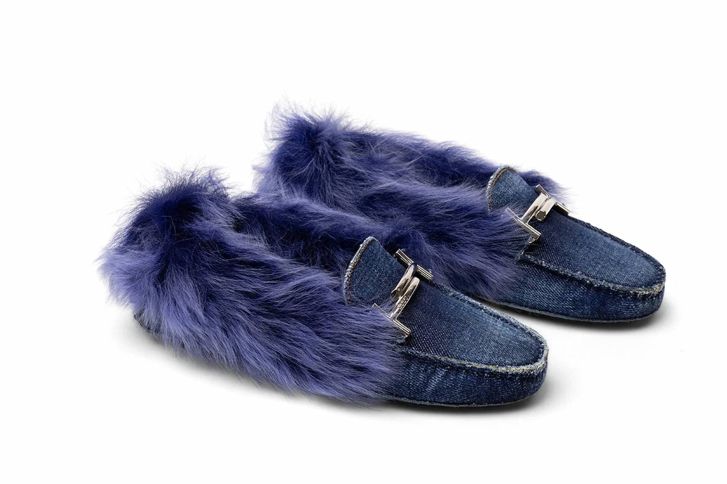 Women's Gommini Maxi Fur-lined Denim Loafers