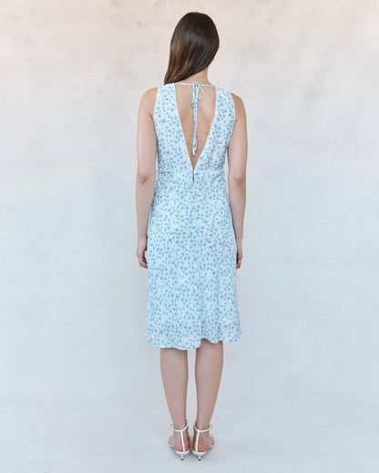 V-neck Tie Back Bias Maxi Dress