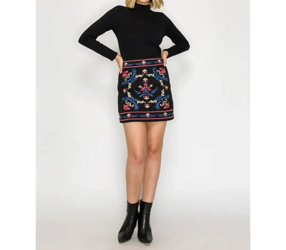 Love Wednesday - Embroidered Floral Mini Skirt - Rack Hunt