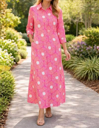 Three Quarter Sleeve Midi Dress