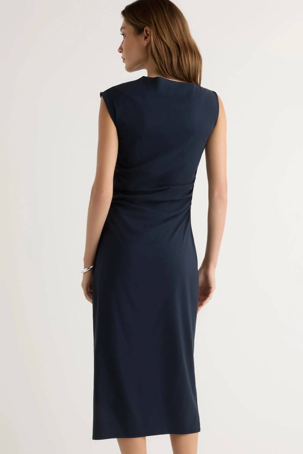 Manon Asymmetric-Neck Ruched Dress