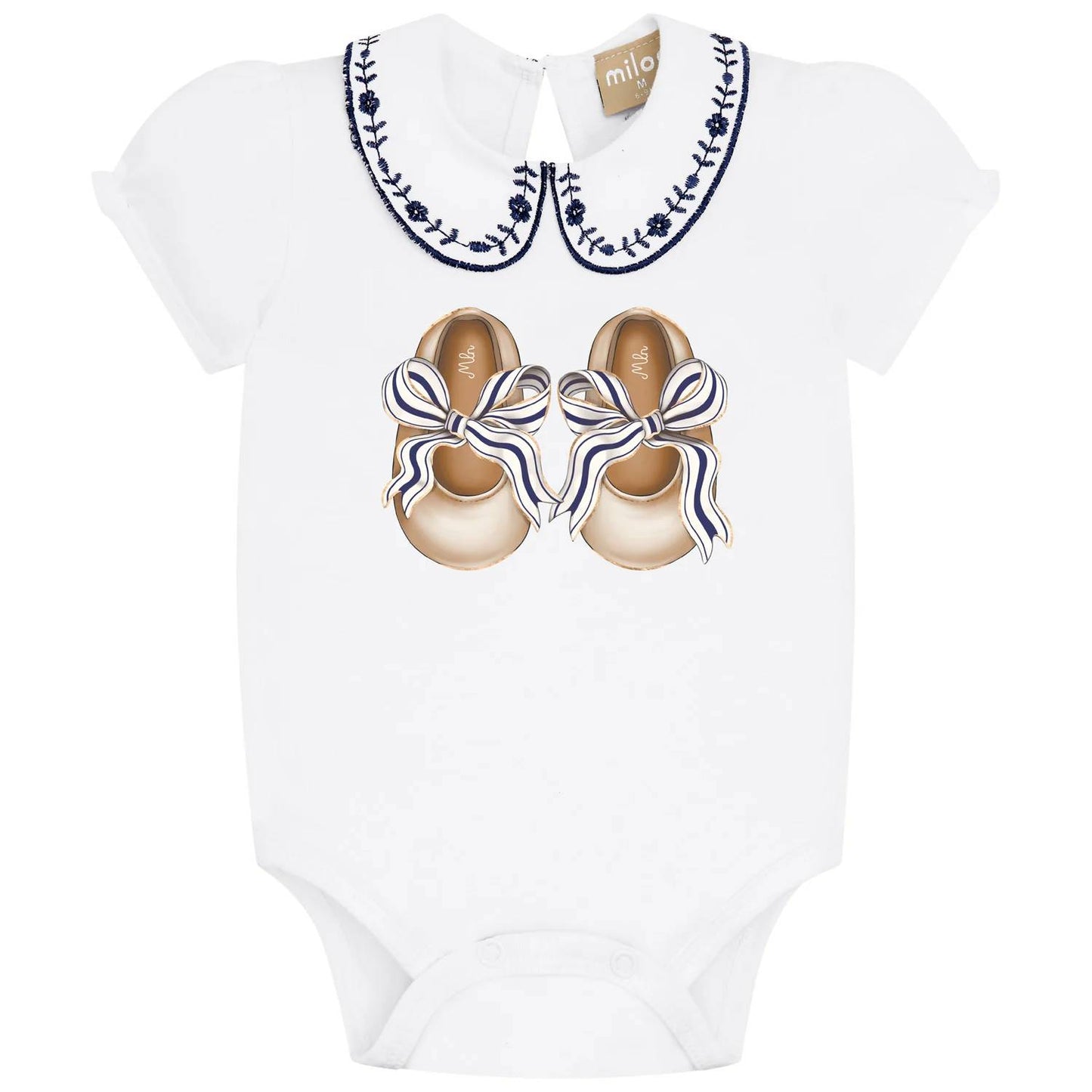 Girl's Onesie With Stripe Shorts Two Piece Set