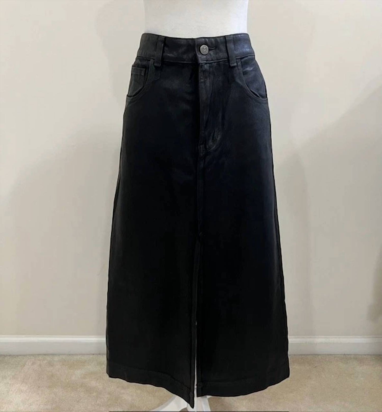Stetten Coated Denim Midi Skirt