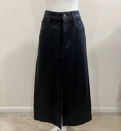 Stetten Coated Denim Midi Skirt