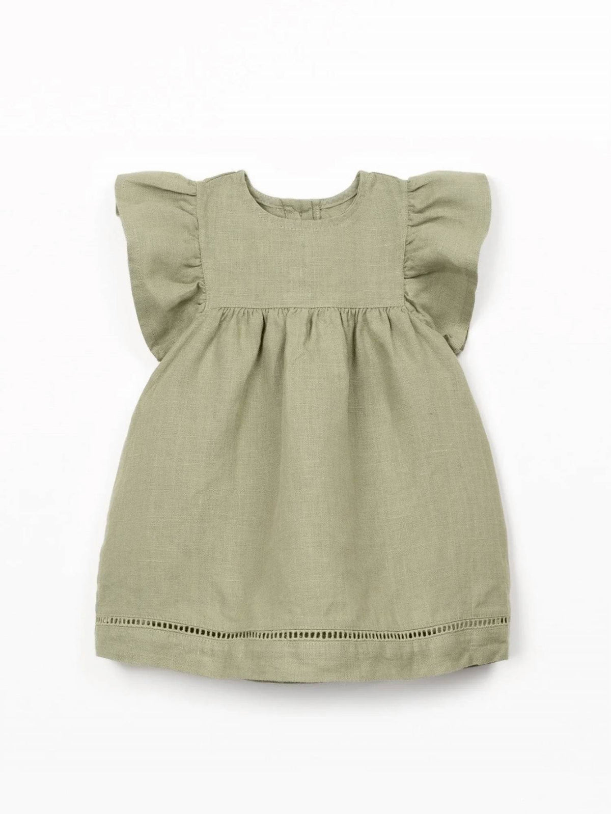 Girls Linen Puff Sleeve Dress
