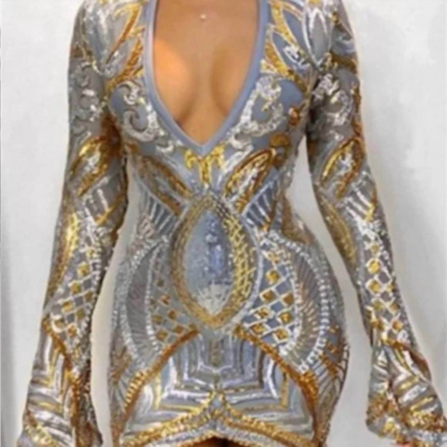 GAJE - Sleek Sequin Long Sleeve Bodycon Mini Dress - Rack Hunt