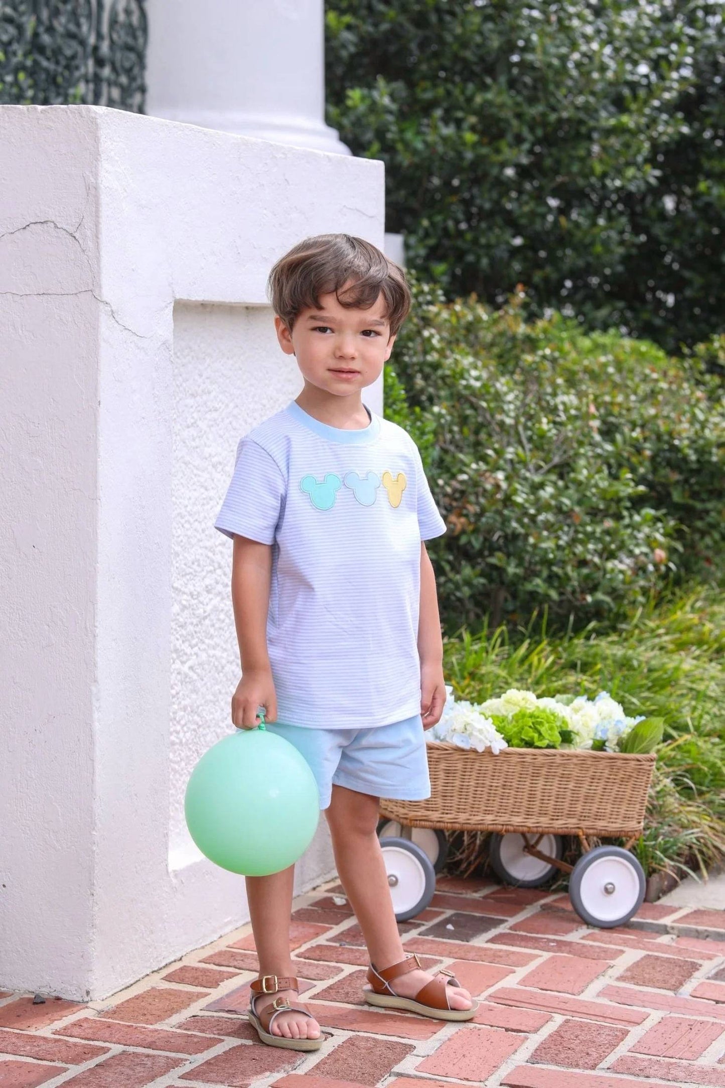 Kids Cheerful Ears Applique Shorts Set