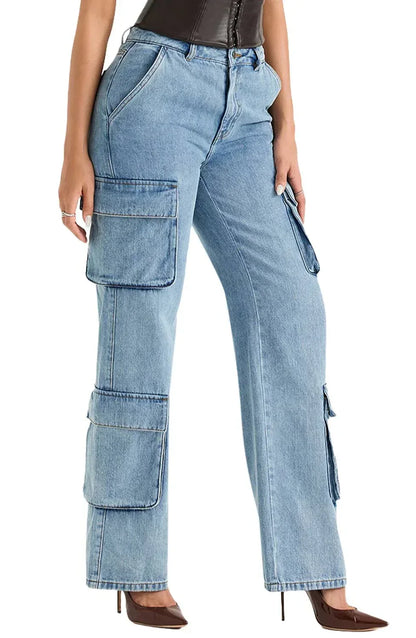 House of CB - Ria Washed Utility Cargo Jean - Rack Hunt