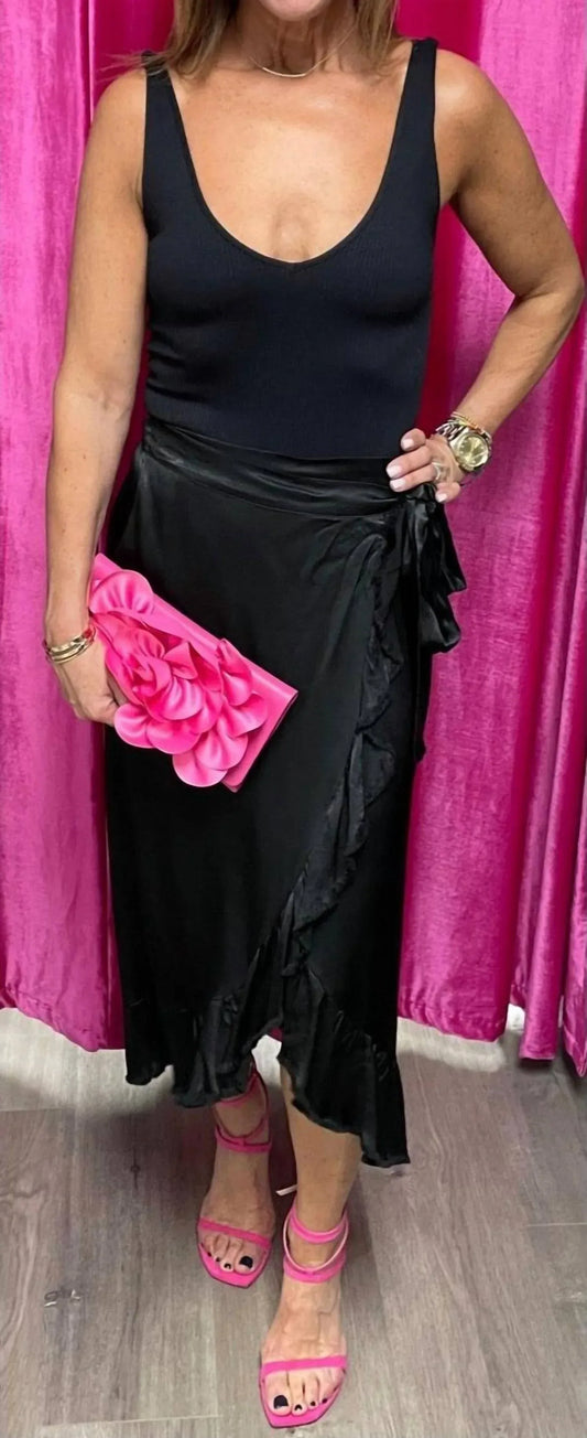 Dixie - Camilla Satin Ruffle Midi Skirt - Rack Hunt