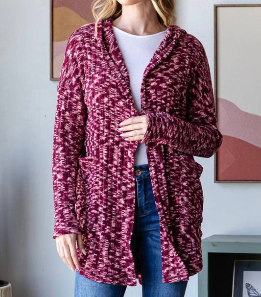 Cozy Hooded Open Front Cardigan