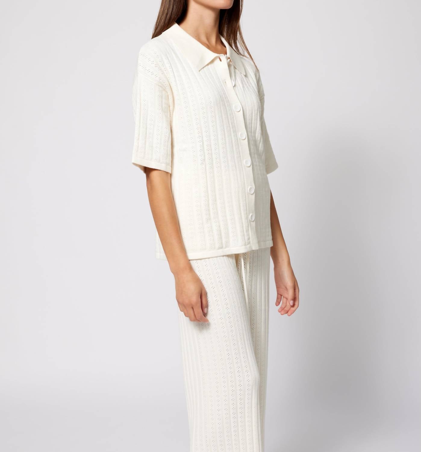Women's Knit Set Button Down Top
