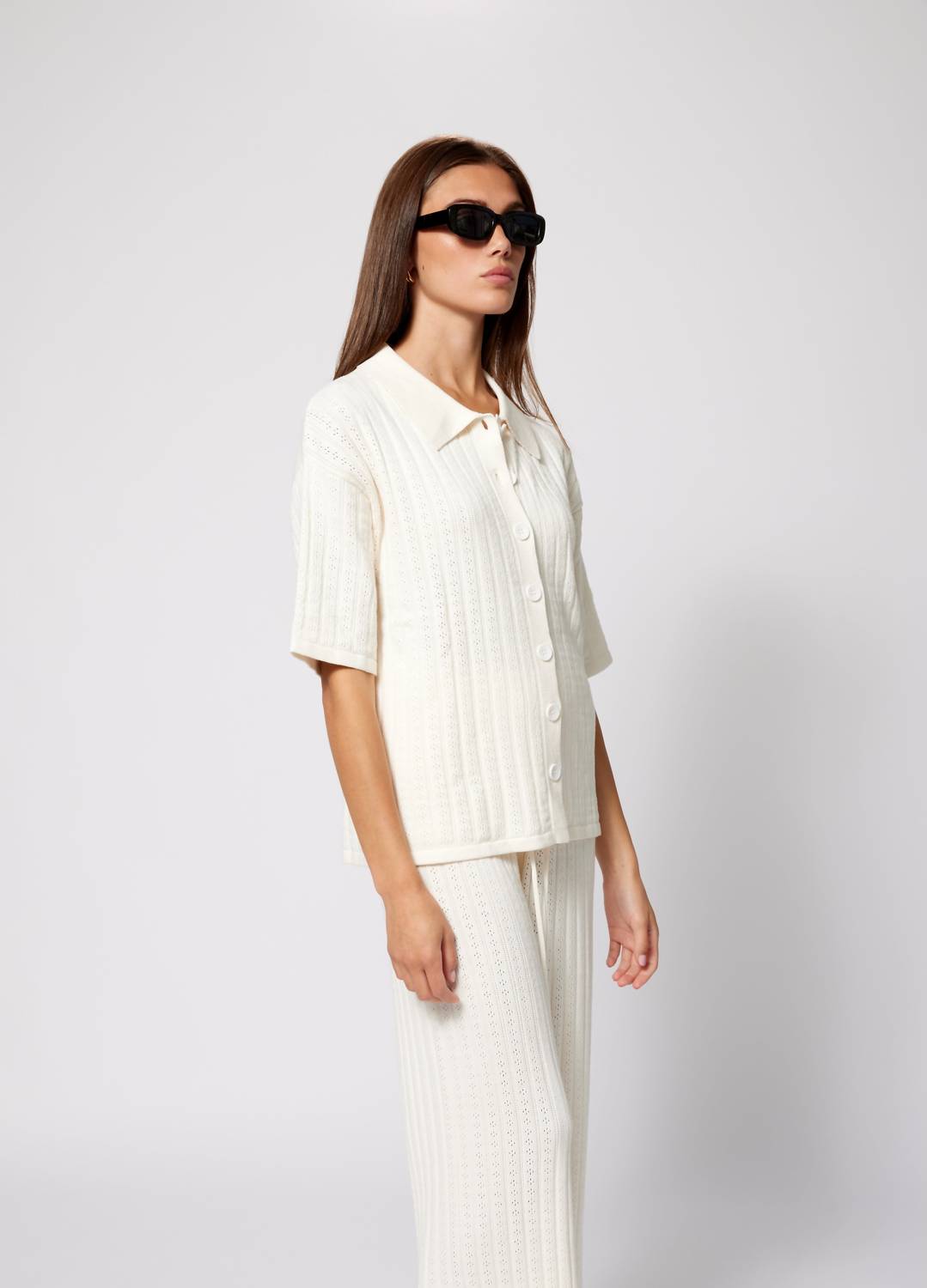 Women's Knit Set Button Down Top