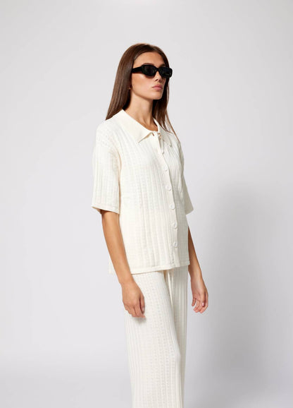 Women's Knit Set Button Down Top