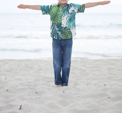 Coradorables - Boys Monstera Short Sleeve "kalani" Aloha Shirt - Rack Hunt