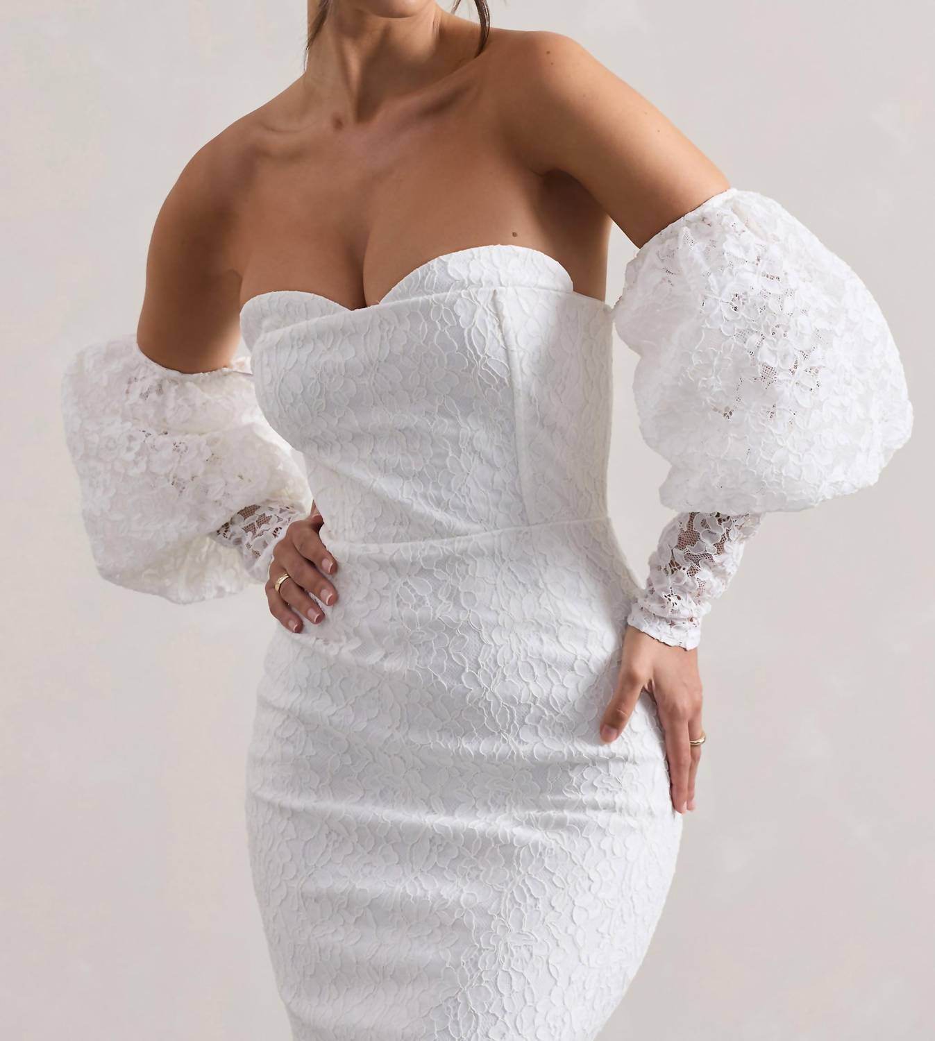 Club L London - Mary Lace Bardot Midi Dress - Rack Hunt