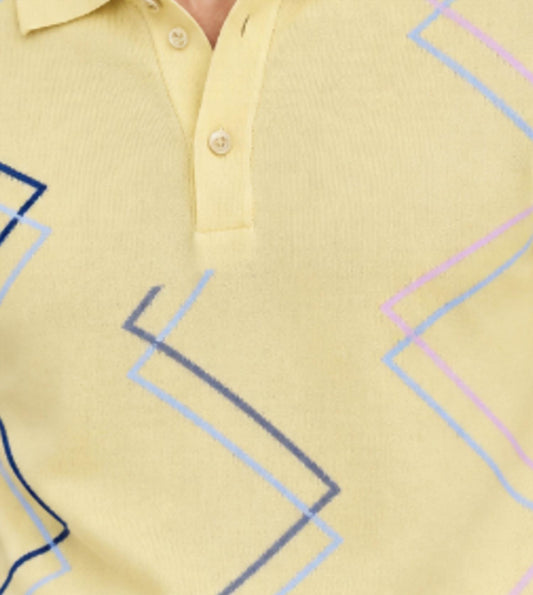 Eight X Men's Short Sleeve Knit Polo Shirt in Yellow - view 2