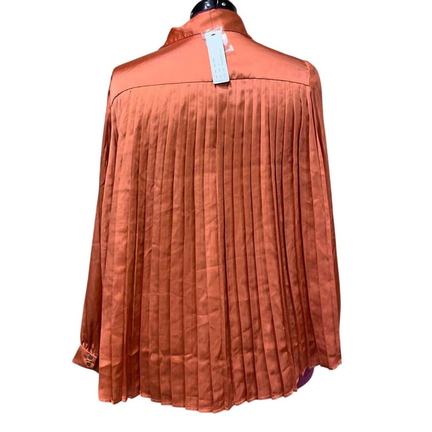 belldini - Ginger Spice Button Down Long Sleeve Back Pleated Blouse - Rack Hunt -