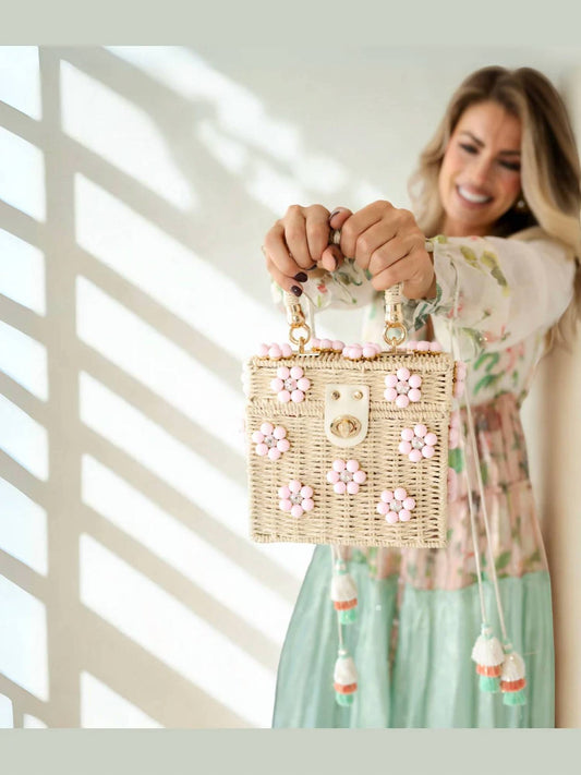 Women's Wicker Bucket Flower Bag