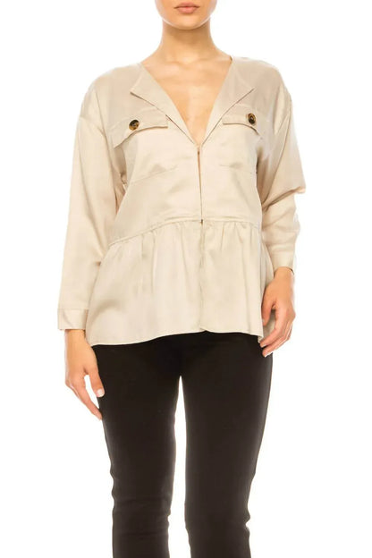 Hester & Orchard - Long Sleeve Peplum Jacket Top - Rack Hunt