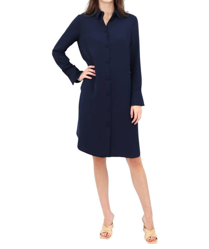 Lustrous Crepe Tailored Shirt Dress