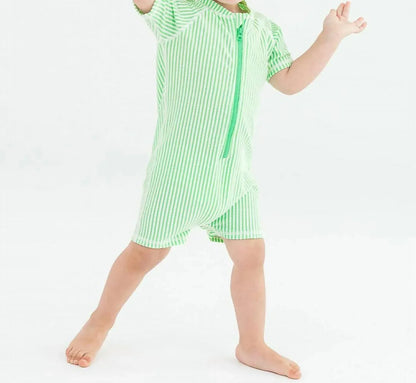 Rugged Butts - Baby Boys Seersucker Short Sleeve One Piece Rash Guard Swimsuit - Rack Hunt
