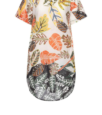 KikiSol - Artisan Leaf With Beading & Embroidered Tunic Top With Pockets - Rack Hunt
