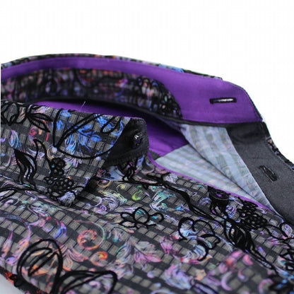 Colorful Baroque Button Down Shirt With Flocking