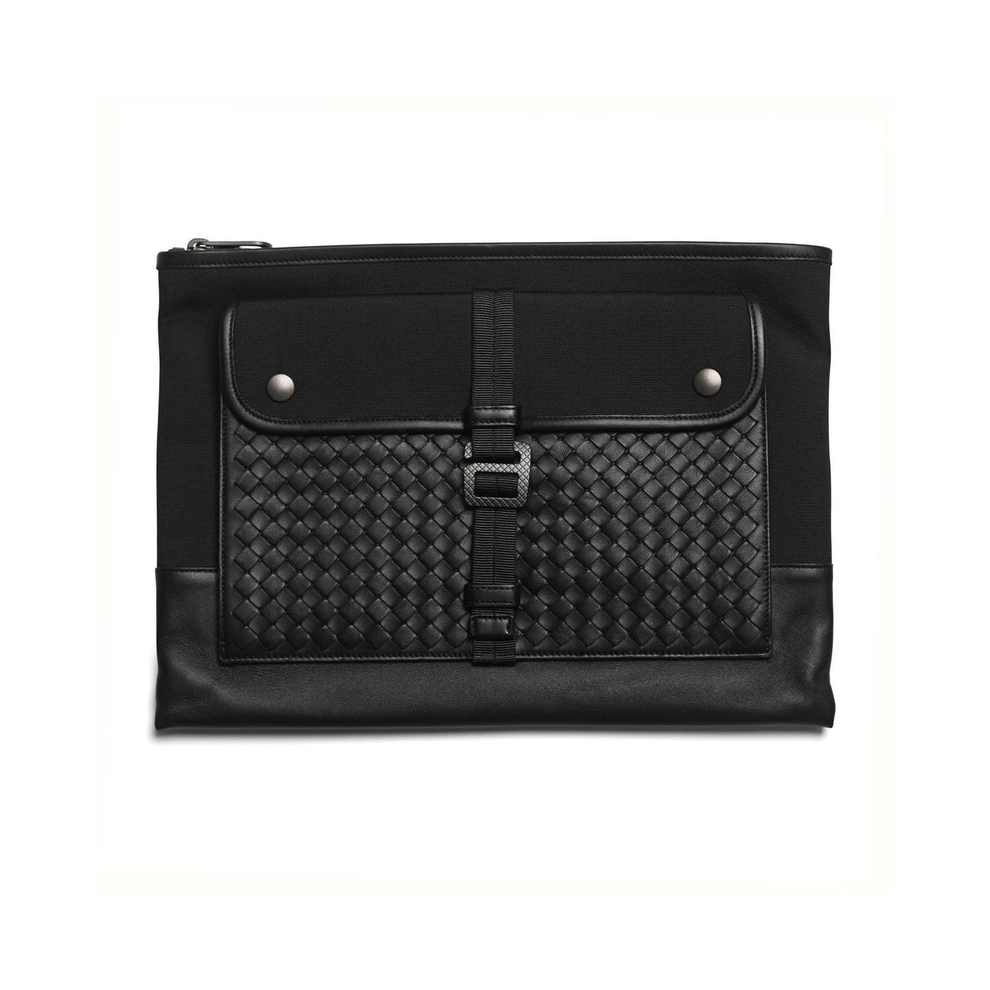 Unisex - Intrecciato Leather And Canvas Clutch