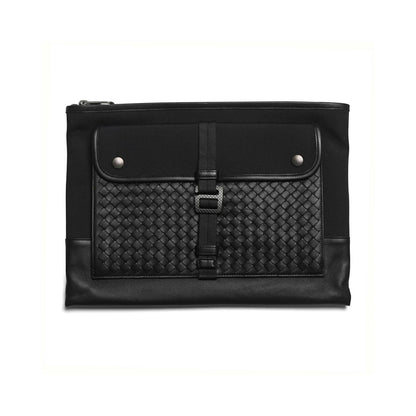 Unisex - Intrecciato Leather And Canvas Clutch
