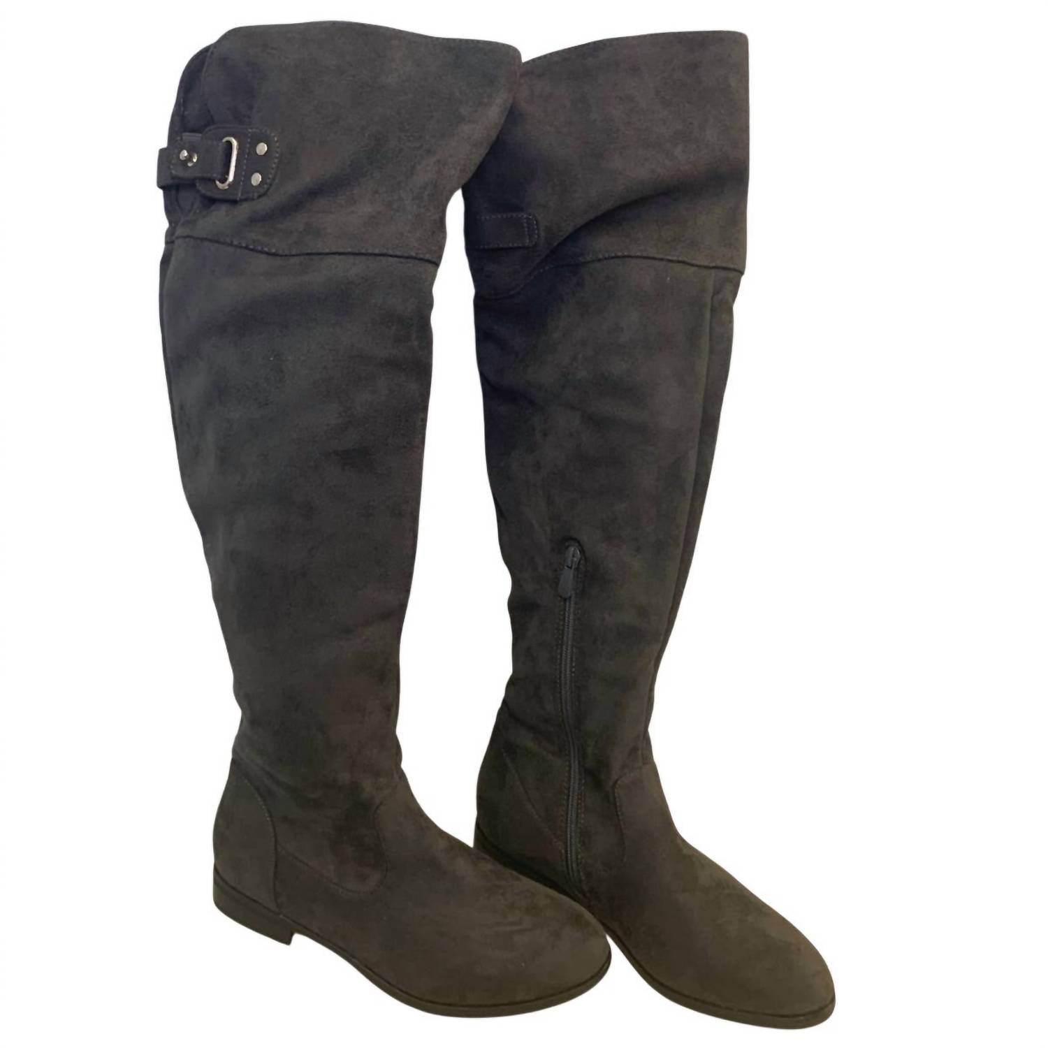 Dream Pairs - Women's Faux Suede Knee High Low Heel Fashion Boots - Rack Hunt -