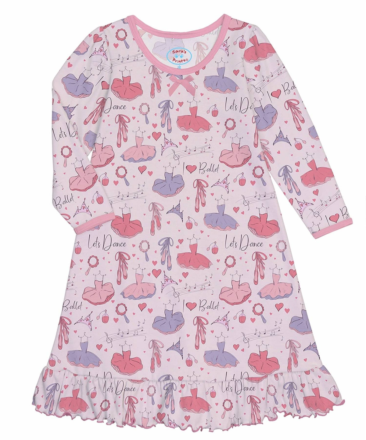 Girl's Everyday Whirl-and-twirl Long-sleeve Ballet Nightgown
