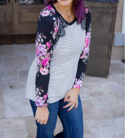 Ellis - Floral & Striped Top - Rack Hunt