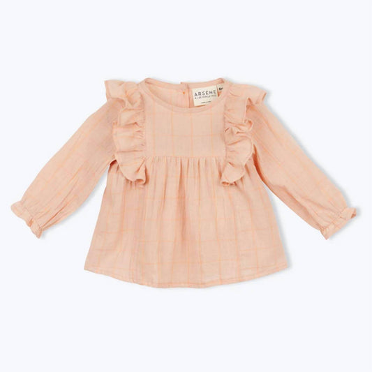 Arsène et les Pipelettes - Girl's Creamsicle Check Blouse - Rack Hunt -