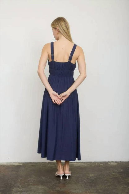 Front Tie Keyhole Detail Sleeveless Midi Dress