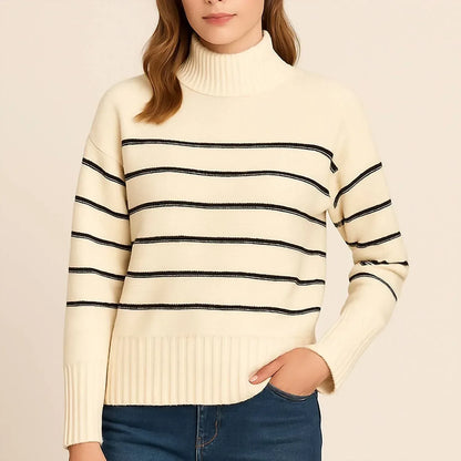 Etcetera - Striped Mock Neck Turtleneck Sweater - Rack Hunt