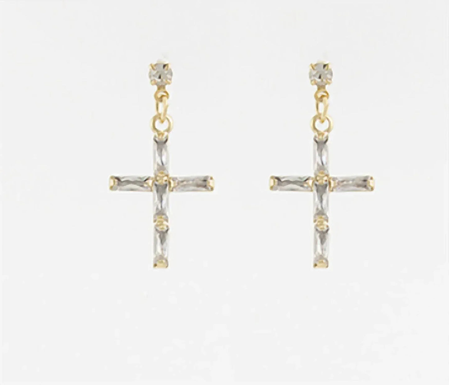 Golden Stella - Women's Pave Cross Earrings - Rack Hunt