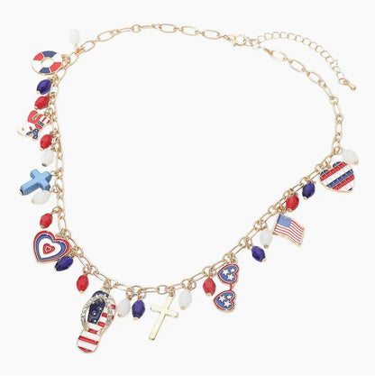 Women's American Flag Charm Necklace