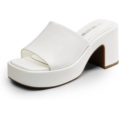 Women's Chunky Heel Slide On Open Toe Mule