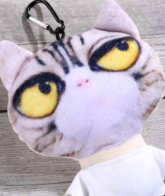 Women's Machine Gun Kitty Jumbo Stuffed 3d Key Fob Keyring