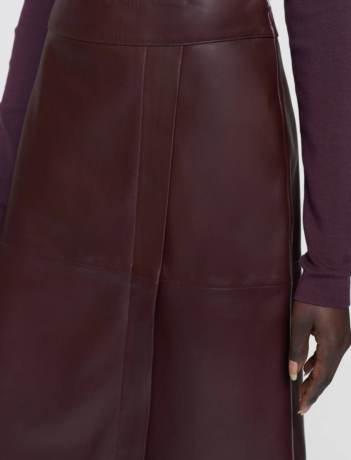 Sèvres Nappa Leather Midi Skirt
