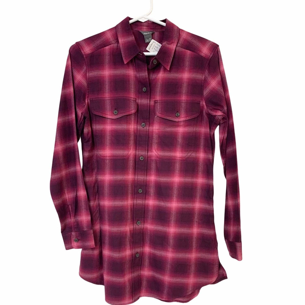 Women's Field Flannel Tunic Long Sleeve Button Up Shirt