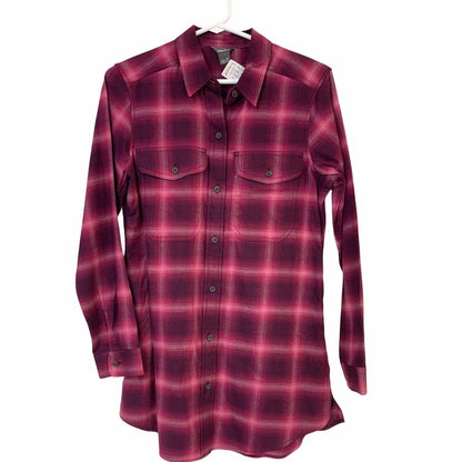 Women's Field Flannel Tunic Long Sleeve Button Up Shirt